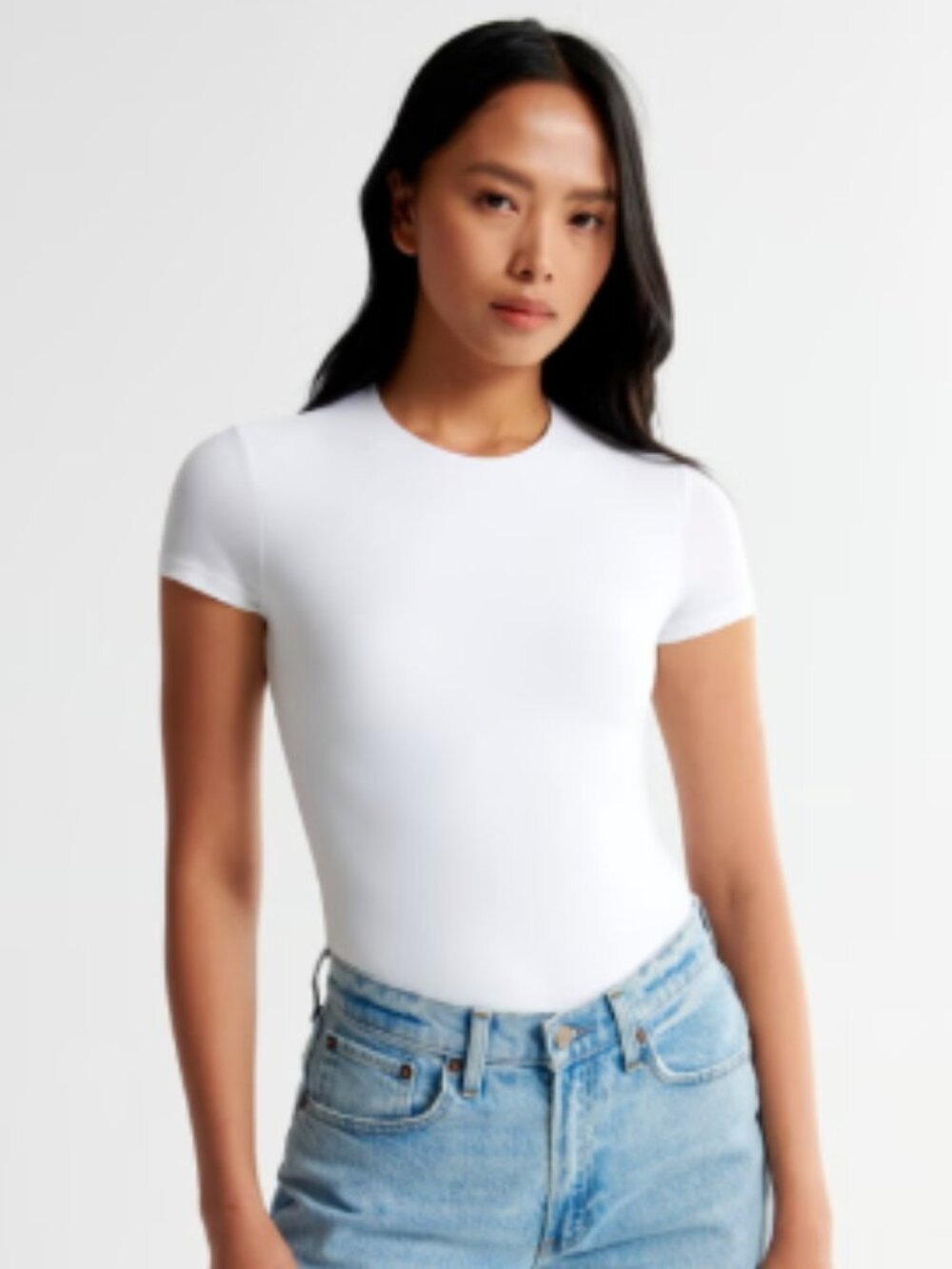 Abercrombie white short sleeve bodysuit, Size Small